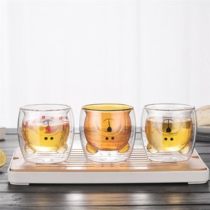 Doble pared con forma de oso taza de café de vidrio sopa tazas vaso viejo moda cerveza tankard - Product Image 2