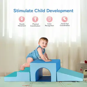 屋内ソフトフォームクライマープレイセットスライド階段とランプ屋内クライミングおもちゃを備えた初心者の幼児クライマー