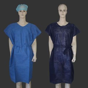 Bata de paciente desechable sin mangas de media longitud de 30g, azul y negra, para <span class=keywords><strong>examen</strong></span> médico hospitalario, al por mayor - Product Image 5