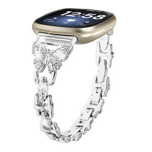 Bracelet de montre de luxe en alliage de diamant de haute qualité 2024, papillon 45 mm 49 mm, <span class=keywords><strong>marque</strong></span> HYX, HY-FB-M24303, pour <span class=keywords><strong>Fitbit</strong></span> Versa 3 4 - Product Image 3