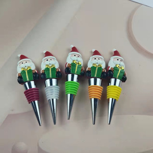Santa Claus <b>Wine</b> Stopper Plastic Christmas Bottle Stopper Set With Cork And Opener For Holiday Party And Wedding - Product Image 2