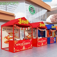Nouveau chariot de présentation extérieur à 3 roues en acier inoxydable, kiosque à glaces, stand de boissons portable, station alimentaire mobile, stand anti-rouille