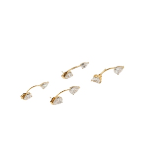 Nouveauté Boucles d'oreilles clous romantiques et délicates en forme <span class=keywords><strong>de</strong></span> goutte d'eau avec zircon cubique pour femmes, zircon poire brillant, plaqué or 18 carats, acier inoxydable - Product Image 5
