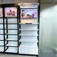 Glazen dubbelzijdige metalen schappen cosmetica displayrek gondola schap cosmetica etalage met maatwerk