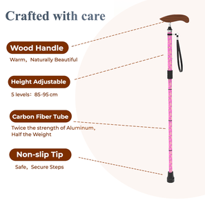 Bastones de Caminar Ligeros para Adultos, Bastón Plegable de Fibra de Carbono para Personas Mayores, Gran Capacidad de Carga, Personalizable - Product Image 3