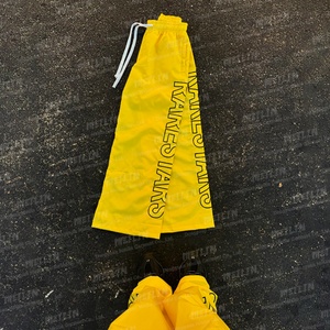 Custom High Quality Yellow Sports Running Oversized Baggy <b>Nylon</b> Pants <b>Jogger</b> Polyester 3D Embroidery <b>Nylon</b> Track Pants - Product Image 3