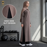 Ensemble de sport modeste Zaynab surdimensionné pour femme musulmane, tunique longue fendue sur le côté, leggings très extensibles, respirant, écologique, séchage rapide, anti-UV