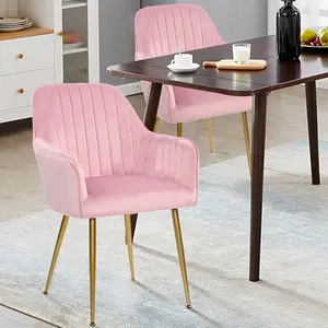 Modern Luxury Nordic Design Dining Chair With Gold Metal Legs Velvet Leisure Chair Dining Room Hotel Gym Use Living Room Bedroom