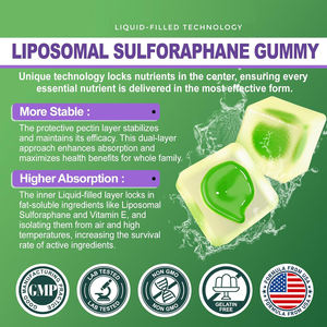 OEM/ODM Liposomal Sulforaphane Gummies Organic Pectin Liposomal Sulforaphane Filled Gummy - Product Image 6