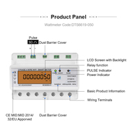 SINOTIMER DTS6619-050 Tuya WiFi 7P Compteur intelligent triphasé à 4 fils 5(80)A 230/400VAC 50Hz LCD Affichage à 8 paramètres avec commutateur de relais