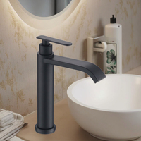 Robinet de lavabo thermostatique contemporain en acier inoxydable chromé à poignée unique, à monter sur le plan, pour salle de bain