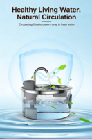 Fontaine à eau pour animaux de compagnie intelligente ultra-silencieuse en acier inoxydable durable de 3,2 L, design moderne écologique, pour chats et chiens, automatique