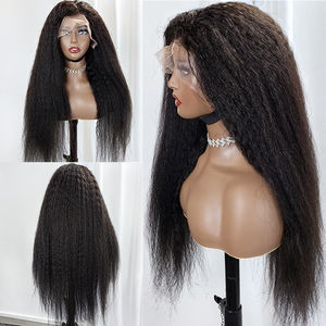 Cheveux humains crépus bouclés de couleur naturelle perruque sans colle vendeurs 12A cheveux vierges 13x4 180% densité longues perruques cheveux humains dentelle frontale - Product Image 6