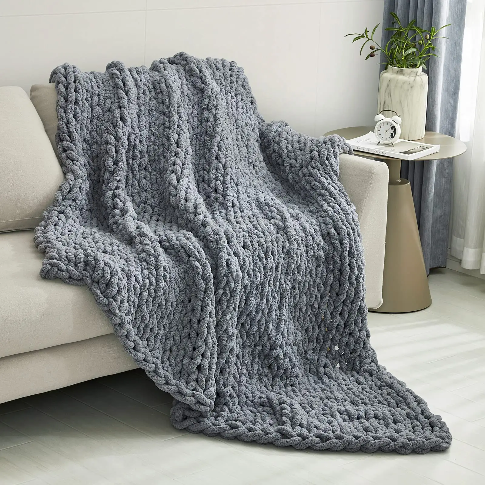 Luxury Soft Cozy Large Throw Bed Blanket Machine Washable Chunky Knit Throw Blanket For Couch Sofa Home Decor