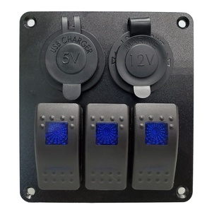 Amomd RV CE 12V DC Sistemas eléctricos de automóviles <span class=keywords><strong>Interruptor</strong></span> basculante de 3 bandas con enchufe <span class=keywords><strong>USB</strong></span> dual Panel de combinación de enchufe de encendedor de cigarros de coche - Product Image 3