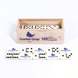 Promotional Custom Personalized <b>Gifts</b> Double 6 Wooden <b>Box</b> Packaging Leisure Chess Toy Domino With Logo - Product Image 4