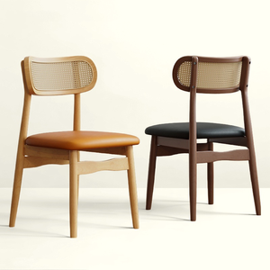 <span class=keywords><strong>Chaise</strong></span> de salle à manger en rotin rétro vintage avec dossier haut de gamme, design français noir, pas d'assemblage requis, utilisation en intérieur - Product Image 1