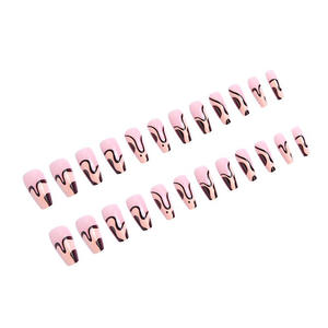 Autocollants pour ongles en ABS à la mode transfrontalière, ligne rouge graffiti, style Instagram, <span class=keywords><strong>faux</strong></span> ongles longs, couleur unie - Product Image 5