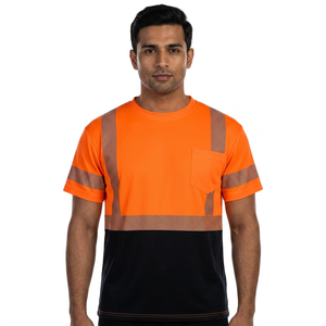 T-shirts de travail haute visibilité personnalisables avec logo, vente en gros, manches courtes, vêtements de sécurité réfléchissants, les meilleurs t-shirts de sécurité - Product Image 1