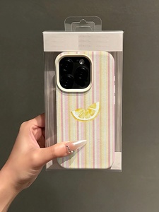 Custodia per cellulare in TPU con motivo a righe bianche e <span class=keywords><strong>rosa</strong></span> stile INS per <span class=keywords><strong>iPhone</strong></span> 17 Air 16 15 14 <span class=keywords><strong>13</strong></span> 12 11 Pro Max, <span class=keywords><strong>cover</strong></span> posteriore antiurto Lemon - Product Image 4