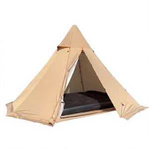 Tente de camping pyramide <span class=keywords><strong>tipi</strong></span> kaki, grande tente <span class=keywords><strong>tipi</strong></span> imperméable et coupe-vent pour le glamping en plein air, sur pelouse ou en montagne - Product Image 1