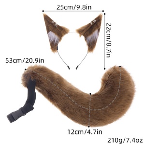 Bandeau en peluche polyester avec oreilles de loup, oreilles de renard, pour <span class=keywords><strong>cosplay</strong></span> d'Halloween, fait main, pour <span class=keywords><strong>femme</strong></span> adulte, simulation d'oreilles et de queues d'animaux - Product Image 4