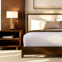 Lit king-size en bois massif de style américain moderne, rembourré, pour hôtel haut de gamme et intérieur de maison
