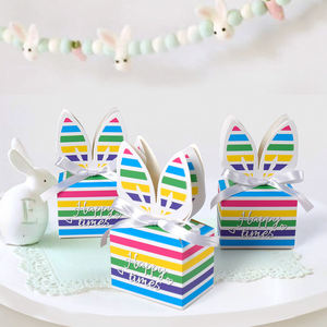 10 adet/paket tavşan şerit Bunny kağıt şeker tatlı tedavi kutusu tatlı hediye ambalaj kutuları için paskalya parti Favor paketi dekor - Product Image 1