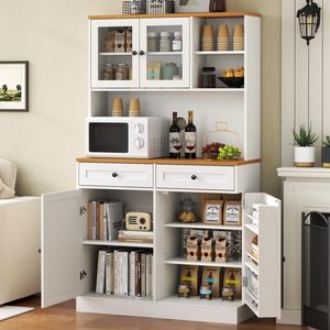 Armoire de rangement de cuisine SENYU avec 2 tiroirs, buffet spacieux autoportant, meuble de rangement latéral - Product Image 2
