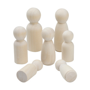 Figurines en bois 50 pièces couleur bois naturel pour projets d'artisanat DIY et projets artistiques pour enfants, ensemble en boîte - Product Image 2