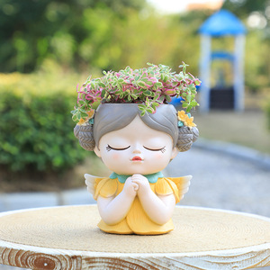 Criativo Modern Fairy Girl Resina Flower <span class=keywords><strong>Pot</strong></span>, adequado para pequenos vasos de plantio de flores, ideal para meninas bonitos usar - Product Image 2
