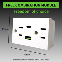 Combinación modular USB Tipo-C 250V 16A para el hogar Reino Unido EE. UU. Placa DE LA UE Resistencia a la corrosión Interruptores de pared y fábrica de enchufes