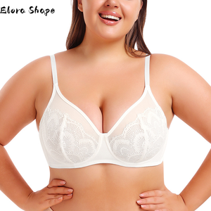Sujetador <span class=keywords><strong>de</strong></span> Encaje Ultrafino Talla Grande para Senos <span class=keywords><strong>Grandes</strong></span>, Sujetador sin Costuras con Push-Up, Copas B-E, Lencería <span class=keywords><strong>de</strong></span> Talla Grande para Mujer - Product Image 3