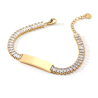 Bracelet classique unisexe en acier inoxydable 316L avec cristaux CZ et strass, plaqué or, motif géométrique, gravure personnalisée OEM