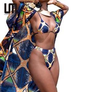 Service OEM Nouveau style de mode africaine Maillots de bain imprimés à lacets fendus pour femmes - Product Image 1