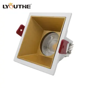 Anti-glare Gold Silver Withe Reflective Cup Aluminum Alloy GU10 MR16 Square Downlights Housing