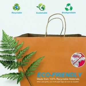 <b>Orange</b> Color Brown Kraft <b>Paper</b> Bags with Twisted Handles 14x10x15.75 Inches - Product Image 5