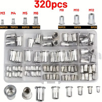 Kit Surtido de 165 Tuercas Remachables de Aluminio, Juego de Tuercas Remachables Roscadas Métricas M3-M12 para Automoción, Electrónica 3C y Mantenimiento Industrial