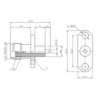 Connecteur SMA-KFD d'alimentation d'usine RF connecteur coaxial femelle SMA à bride à deux trous