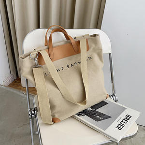 <span class=keywords><strong>Sac</strong></span> fourre-tout en toile de coton de grande capacité avec fermeture à glissière imperméable et écologique à long manche avec logo imprimé personnalisé - Product Image 2