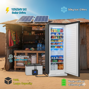 Congélateur vertical solaire TUNTO GREEN POWER T2-BD-198L/255L 100% DC24V 198L/255L 11/14 couches pour glaçons, production de 60KG/jour - Product Image 4