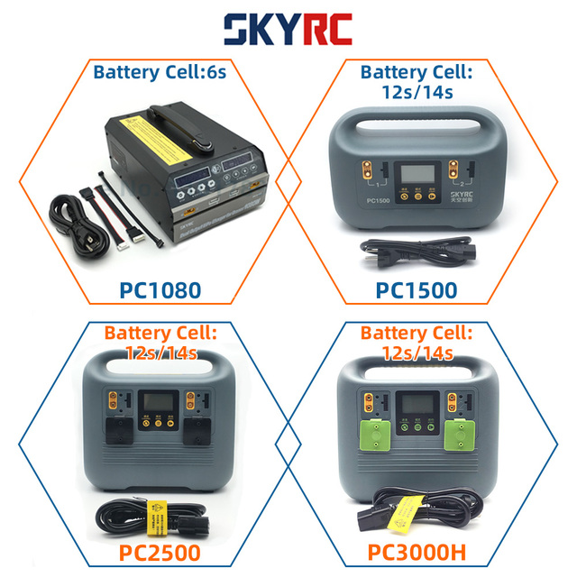 SKYRC PC1080 PC1500 PC2500 PC3000H 20A 25A 60A Drone 6S/12S/14S Lithium Battery Charger 4-Channel Output High Voltage Lipo LiHV