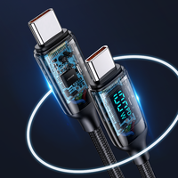 USAMS kabel pengisian daya Cepat PD 100W, kabel pengisian daya USB jalinan nilon tahan lama arus tinggi dengan tampilan Digital