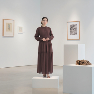 Abaya all'Ingrosso in Tinta Unita con Strati in Chiffon, Abiti da <span class=keywords><strong>Donna</strong></span> Musulmani, <span class=keywords><strong>Abbigliamento</strong></span> <span class=keywords><strong>Etnico</strong></span> - Product Image 1