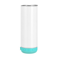 20oz En Acier Inoxydable Droite Sublimation Blancs dent Bleue Haut-Parleur Gobelet Sublimation Musique Tasse Avec Couvercles