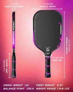 Warping Point Tina Pisnik Phoenix <span class=keywords><strong>Pickleball</strong></span>-Schläger UPA-A Zugelassen Rohes T700 Carbonfaser 16MM/13.3MM Power Drive System Präzise - Product Image 3