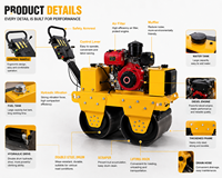 Compacteur manuel diesel à double rouleau de 550 kg - Petit rouleau compresseur portatif pour la construction et le compactage des sols