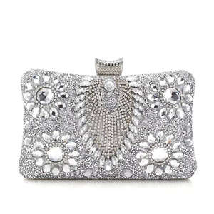 Women PU Square Fashion Clutch with Chain Strap Crystal and Rhinestone Evening <b>Wedding</b> Bridal <b>Handbag</b>-Eco-Friendly - Product Image 5