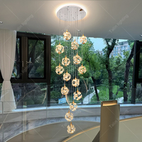 Lustre de luxe en cristal pour long escalier, luminaire suspendu moderne pour villa, escalier, maison de luxe, duplex