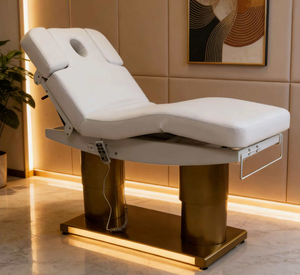 Cama de Masaje de Lujo con 4 Motores, Base Dorada, Cama Cosmética con Función de Calefacción, Cama de Belleza Eléctrica con Puerto de Carga USB y Decoración Luminosa - Product Image 3